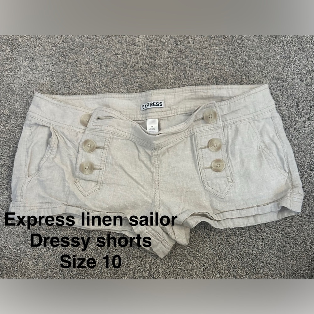 Express Women's Tan Linen Sailor Shorts